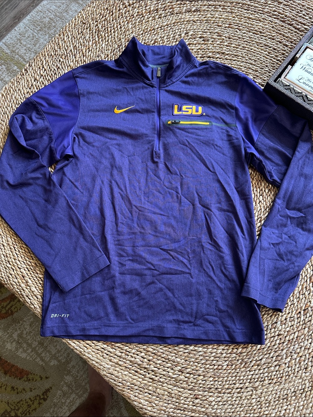 Nike Purple LSU Dri-FIT Quarter-Zip Pullover with Gold Accents